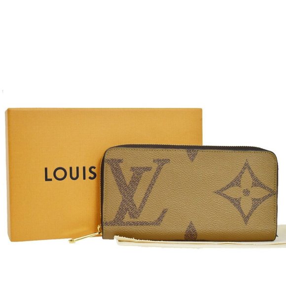 Authentic LOUIS VUITTON Zippy Wallet Purse Monogram Giant Reverse Brown - Picture 1 of 14